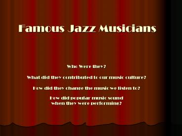 Famous Jazz Musicians