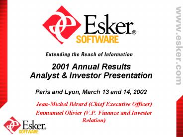 2001 Annual Results Analyst