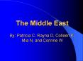 The Middle East By: Patricia C, Rayna D, Colleen K, Mia N, and Corinne W PowerPoint PPT Presentation