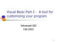 Visual Basic Part I - A tool for customizing your program PowerPoint PPT Presentation