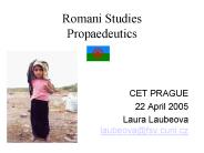 Romani Studies Propaedeutics