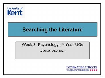 Week 3: Psychology 1st Year UGs