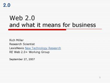 Web 2'0 and what it means for business