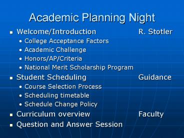 Academic Planning Night