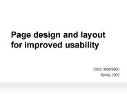 Page design and layout for improved usability
