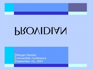 Providian Investor Day