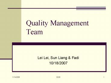 Quality Management Team