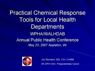 Practical Chemical Response Tools for Local Health Departments
