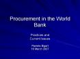 Procurement in the World Bank PowerPoint PPT Presentation