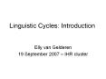 Linguistic Cycles: Introduction PowerPoint PPT Presentation