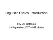Linguistic Cycles: Introduction