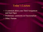 Todays Lecture