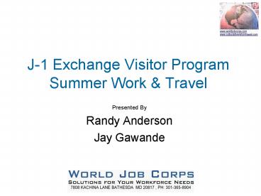 J1 Exchange Visitor Program Summer Work