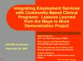 Integrating%20Employment%20Services%20with%20Community-Based%20Clinical%20Programs:%20Lessons%20Learned%20from%20the%20Ways%20to%20Work%20Demonstration%20Project PowerPoint PPT Presentation