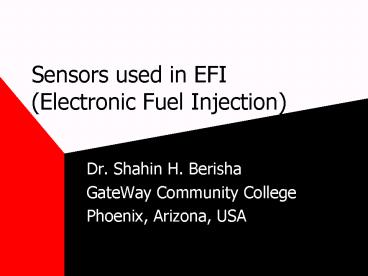 Sensors used in EFI Electronic Fuel Injection