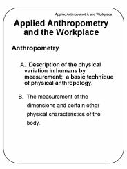 Applied Anthropometry and the Workplace