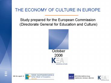 THE ECONOMY OF CULTURE IN EUROPE