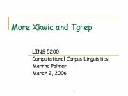 More Xkwic and Tgrep