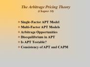 The Arbitrage Pricing Theory (Chapter 10)
