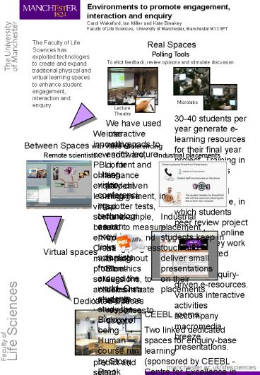 Environments to promote engagement, interaction and enquiry