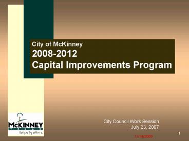 City of McKinney 20082012 Capital Improvements Program