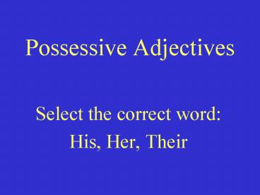 Possessive Adjectives