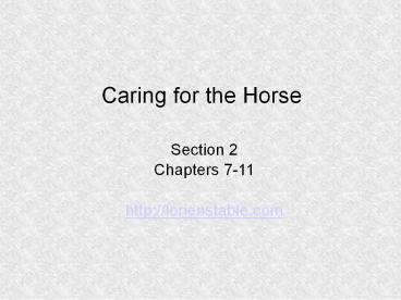 Caring for the Horse