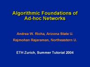 Algorithmic Foundations of Ad-hoc Networks