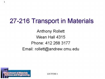 27216 Transport in Materials