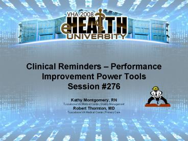 Clinical Reminders Performance Improvement Power Tools Session