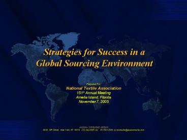 Strategies for Success in a Global Sourcing Environment