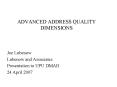 ADVANCED ADDRESS QUALITY DIMENSIONS