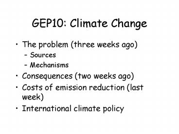 GEP10: Climate Change