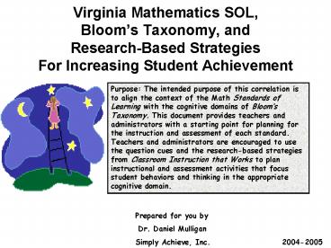 Virginia Mathematics SOL, Bloom