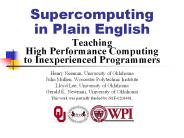 Supercomputing in Plain English