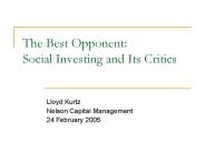 The Best Opponent: Social Investing and Its Critics