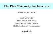 The Plan 9 Security Architecture
