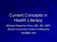 Current Concepts in Health Literacy PowerPoint PPT Presentation