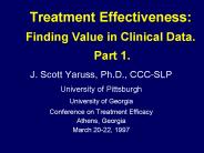 Treatment Effectiveness: Finding Value in Clinical Data' Part 1'