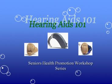 Seniors Health Promotion Workshop Series