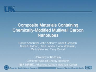 Composite Materials Containing ChemicallyModified Multiwall Carbon Nanotubes
