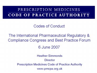 Codes of Conduct The International Pharmaceutical Regulatory
