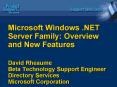 Microsoft Windows 'NET Server Family: Overview and New Features David Rheaume Beta Technology Suppor PowerPoint PPT Presentation