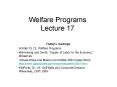Welfare Programs Lecture 17 PowerPoint PPT Presentation