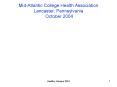 Mid-Atlantic College Health Association Lancaster, Pennsylvania  October 2004 PowerPoint PPT Presentation