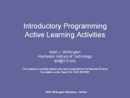 Introductory Programming Active Learning Activities