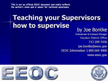 Teaching your Supervisors how to supervise