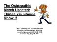The Osteopathic Match Updated: Things You Should Know PowerPoint PPT Presentation