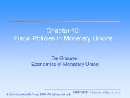 Chapter 10: Fiscal Policies in Monetary Unions
