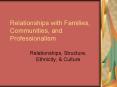 Relationships with Families, Communities, and Professionalism PowerPoint PPT Presentation